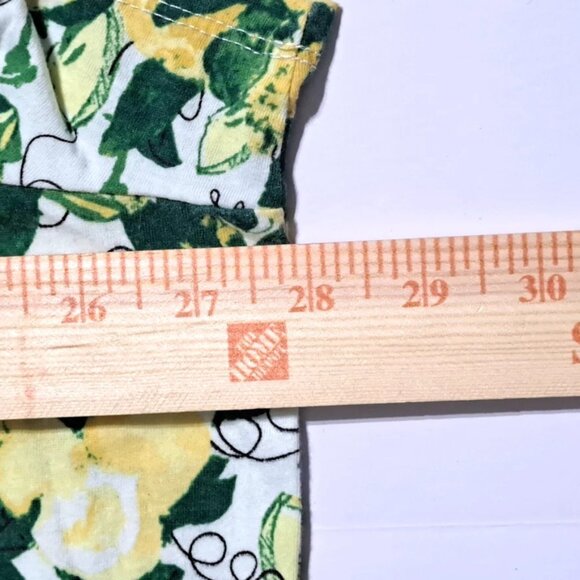 Lane Bryant 26/28 yellow floral color top short sleeve round neck "Good Vibes" - Picture 8 of 11